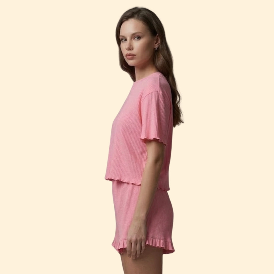 Women’s Casual Set with Ruffle Sleeve Top