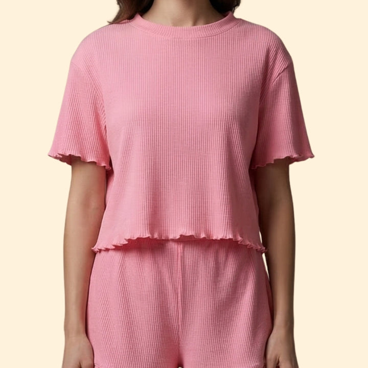 Women’s Casual Set with Ruffle Sleeve Top