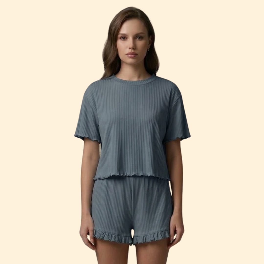 Women’s Casual Set with Ruffle Sleeve Top