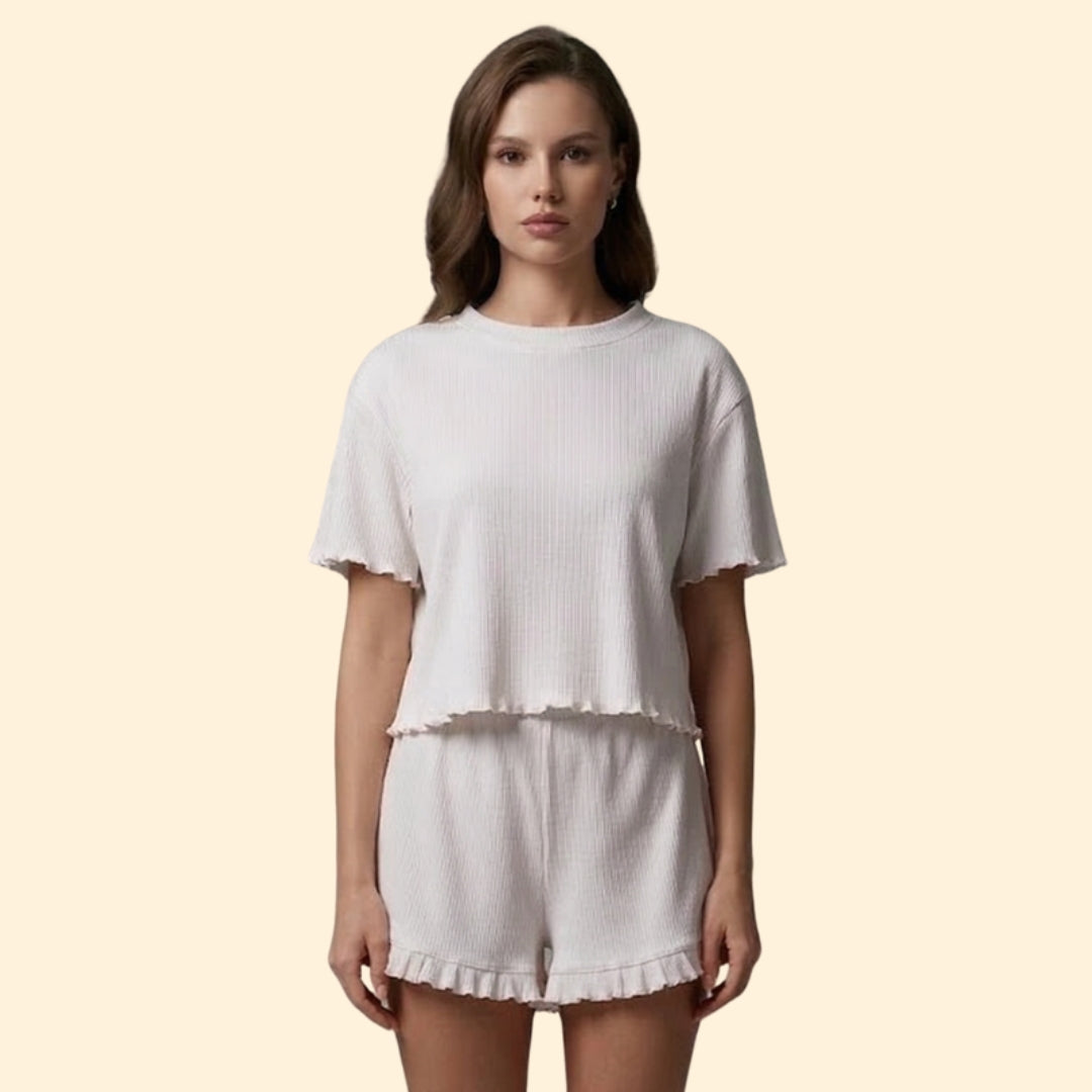 Women’s Casual Set with Ruffle Sleeve Top
