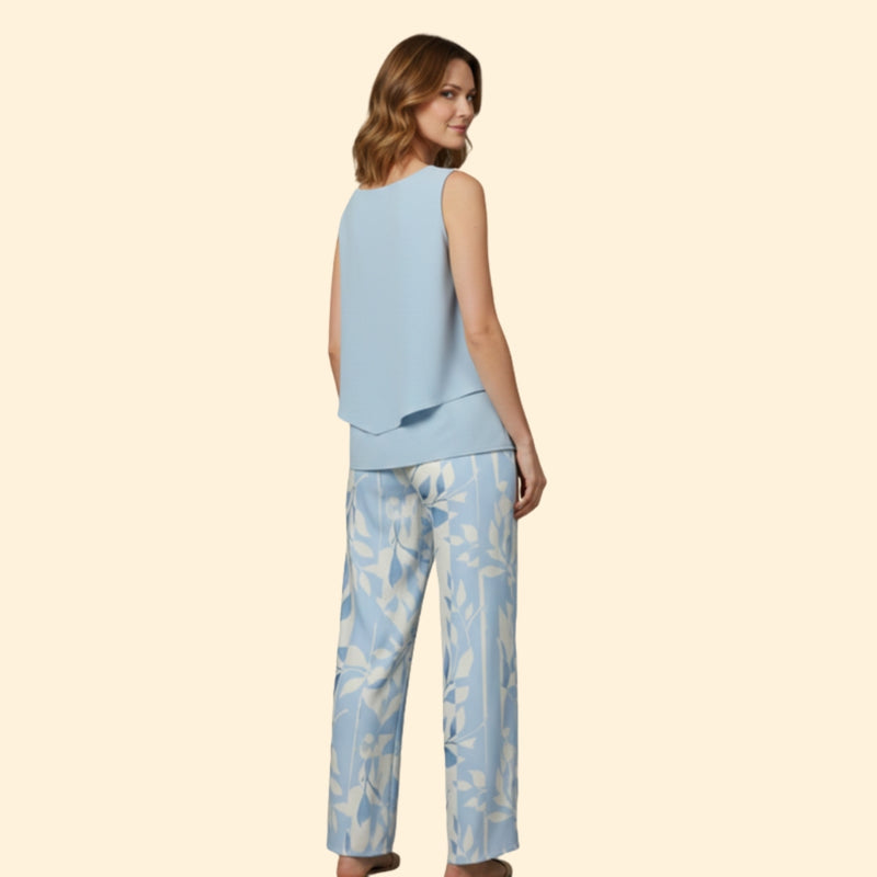 Women’s Casual Set with Sleeveless Top and Wide-Leg Pants