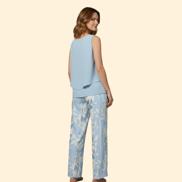 Women’s Casual Set with Sleeveless Top and Wide-Leg Pants