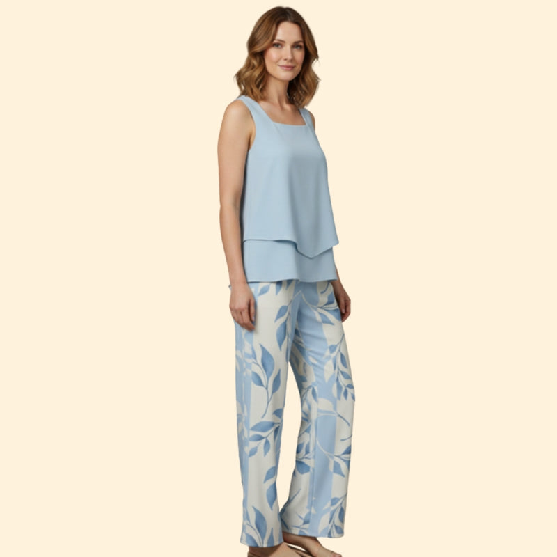 Women’s Casual Set with Sleeveless Top and Wide-Leg Pants