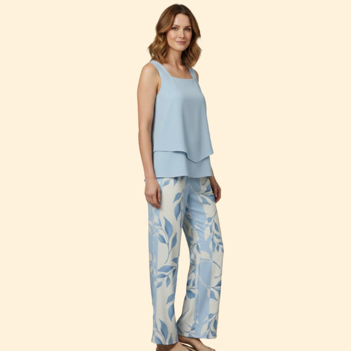 Women’s Casual Set with Sleeveless Top and Wide-Leg Pants