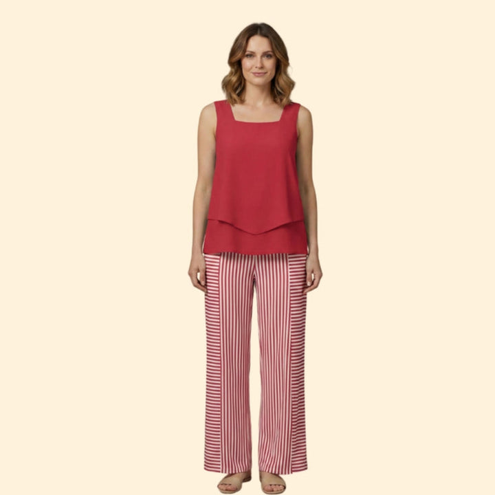 Women’s Casual Set with Sleeveless Top and Wide-Leg Pants