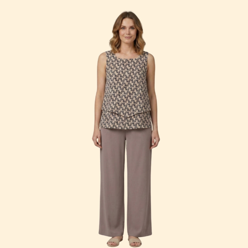 Women’s Casual Set with Sleeveless Top and Wide-Leg Pants