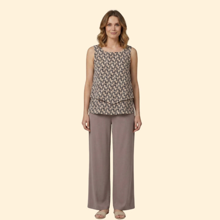 Women’s Casual Set with Sleeveless Top and Wide-Leg Pants