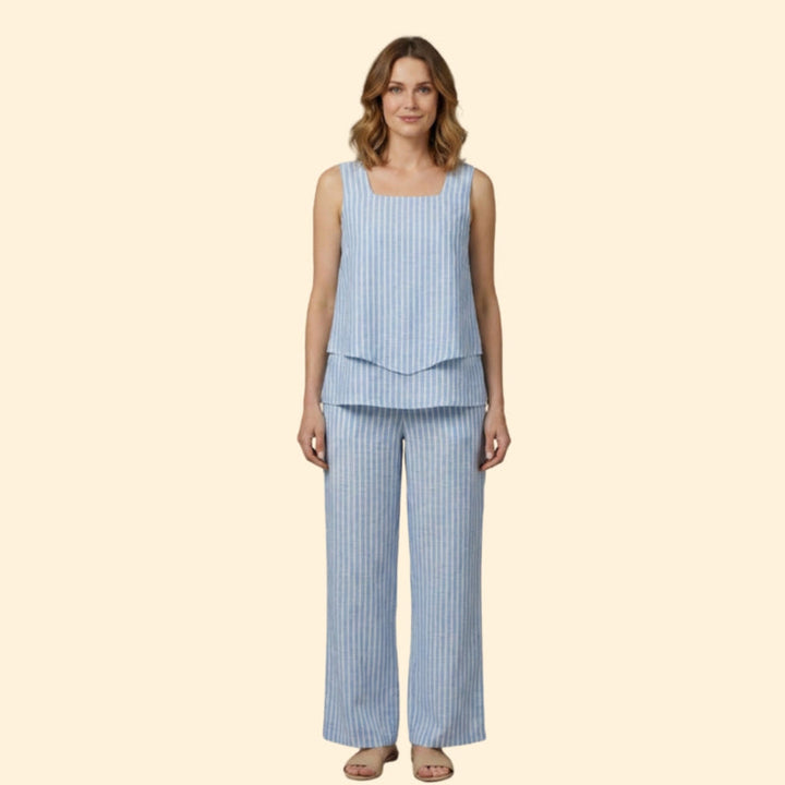 Women’s Casual Set with Sleeveless Top and Wide-Leg Pants