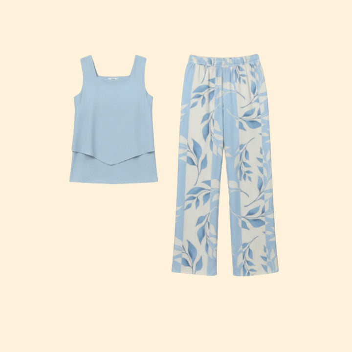 Women’s Casual Set with Sleeveless Top and Wide-Leg Pants