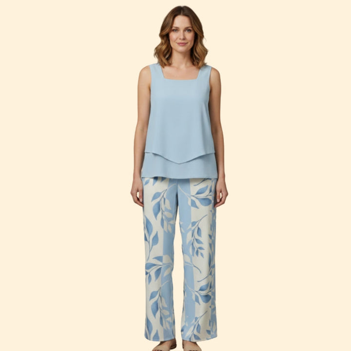 Women’s Casual Set with Sleeveless Top and Wide-Leg Pants