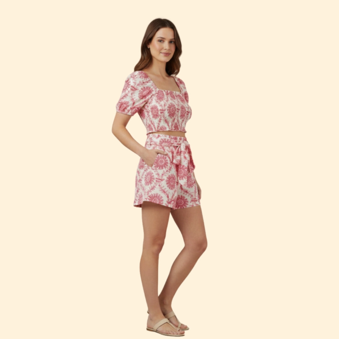 Women’s Casual Set with Square Neckline Crop Top