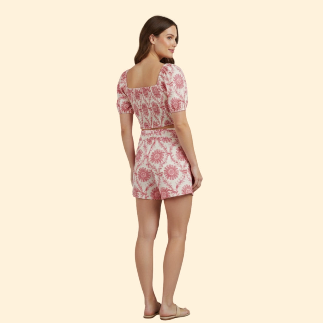 Women’s Casual Set with Square Neckline Crop Top
