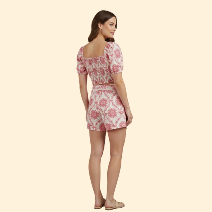Women’s Casual Set with Square Neckline Crop Top
