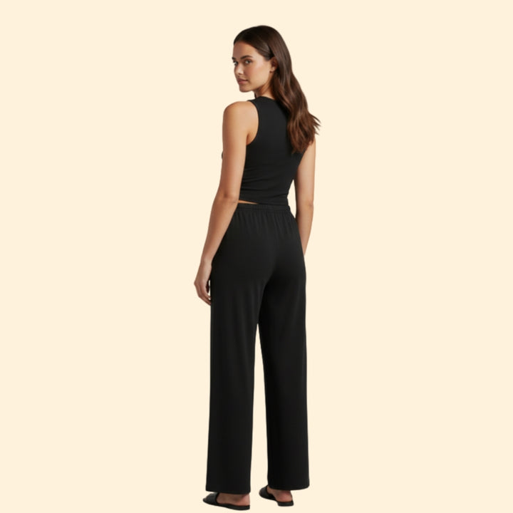 Women’s Casual Set with Wide-Leg Trousers