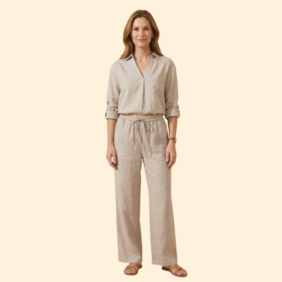 Women’s Casual Shirt and Drawstring Pants Set
