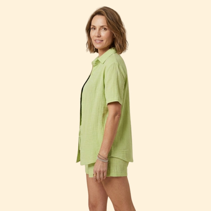 Women’s Casual Shirt and Elastic Waist Shorts