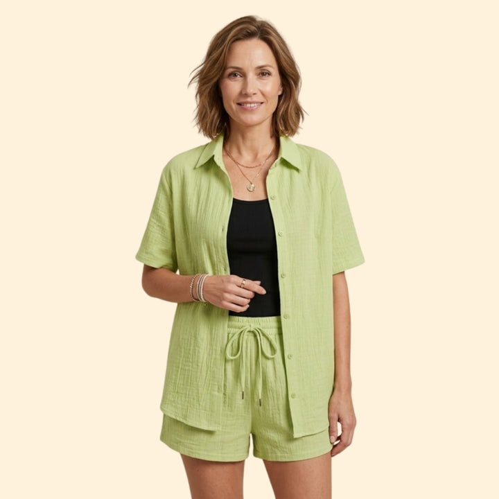Women’s Casual Shirt and Elastic Waist Shorts