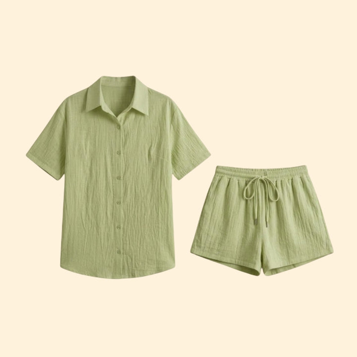 Women’s Casual Shirt and Elastic Waist Shorts