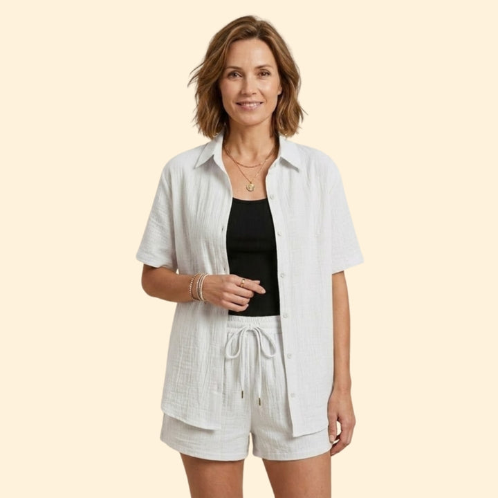 Women’s Casual Shirt and Elastic Waist Shorts