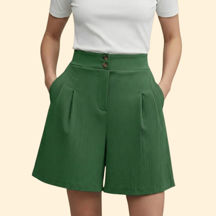 Women’s Casual Shorts with Decorative Button Placket