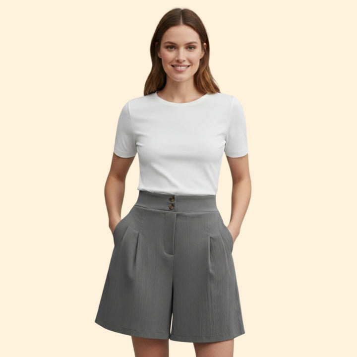 Women’s Casual Shorts with Decorative Button Placket