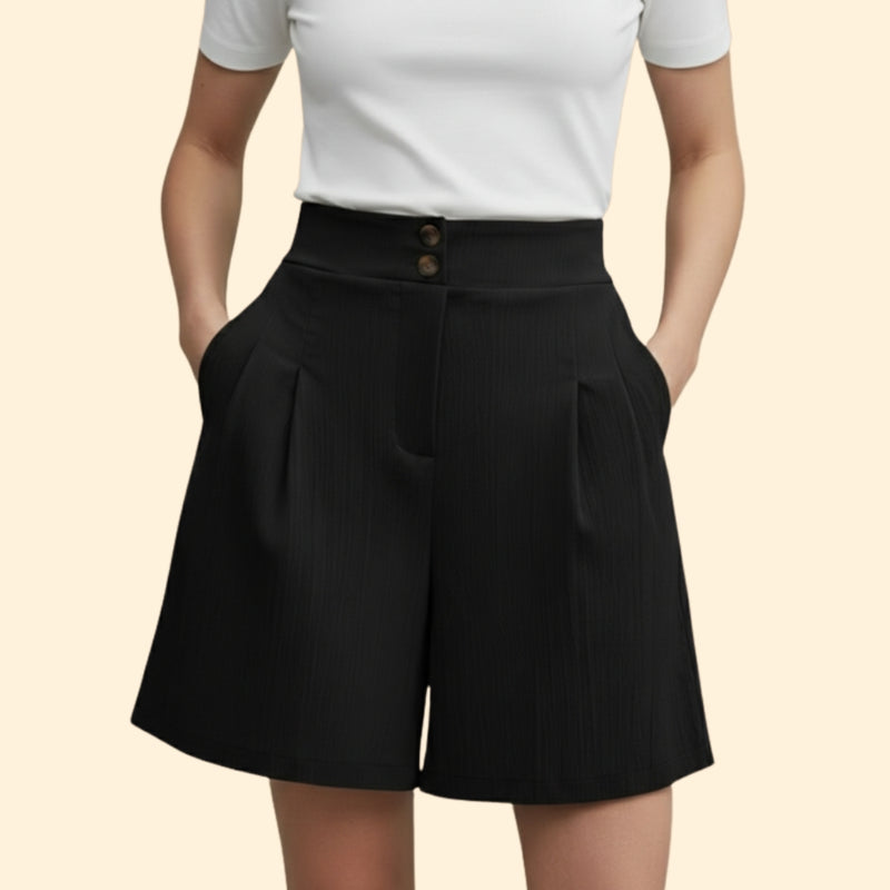 Women’s Casual Shorts with Decorative Button Placket