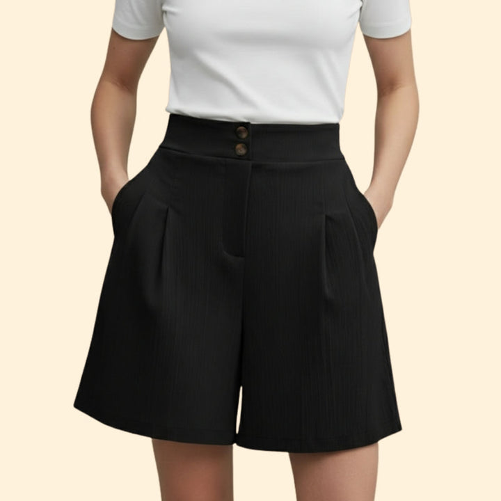 Women’s Casual Shorts with Decorative Button Placket