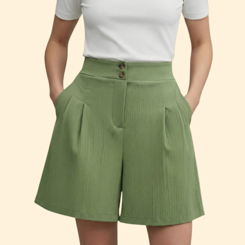 Women’s Casual Shorts with Decorative Button Placket