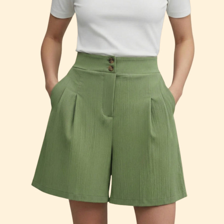 Women’s Casual Shorts with Decorative Button Placket