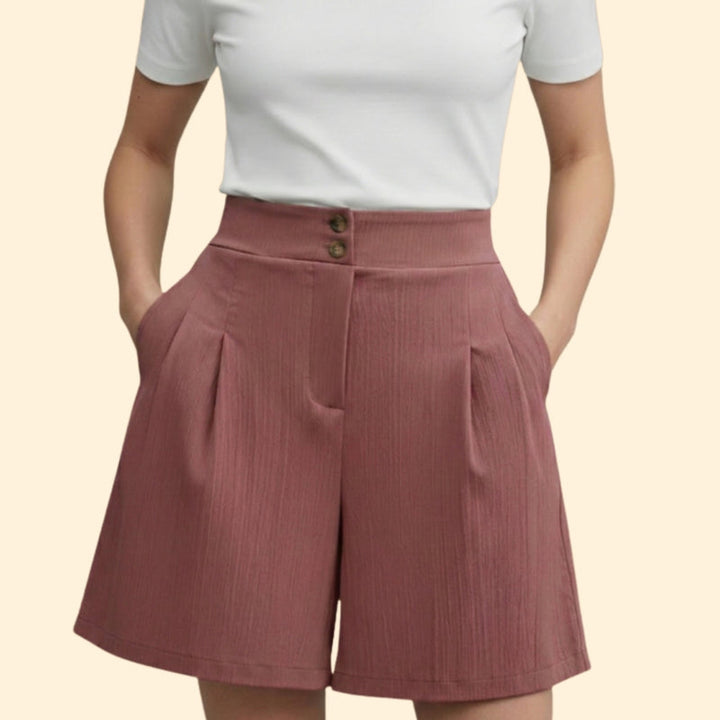 Women’s Casual Shorts with Decorative Button Placket