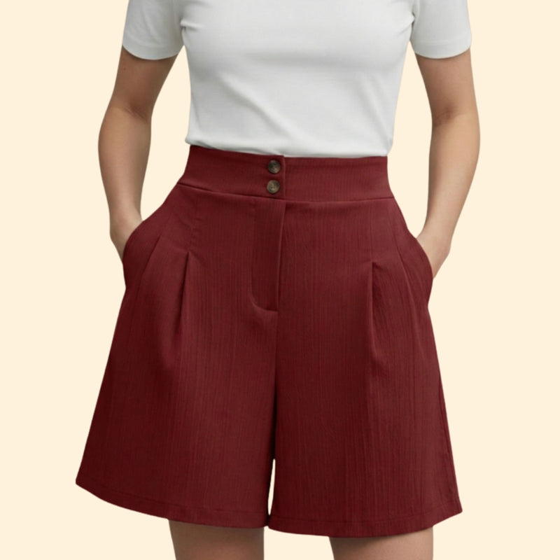 Women’s Casual Shorts with Decorative Button Placket