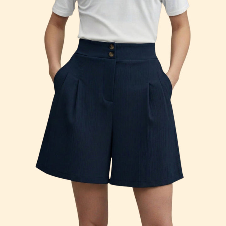 Women’s Casual Shorts with Decorative Button Placket