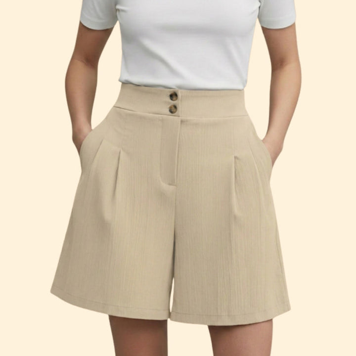 Women’s Casual Shorts with Decorative Button Placket