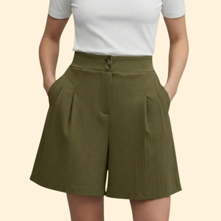 Women’s Casual Shorts with Decorative Button Placket