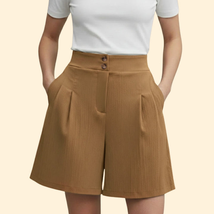 Women’s Casual Shorts with Decorative Button Placket