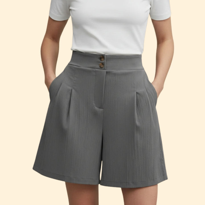 Women’s Casual Shorts with Decorative Button Placket