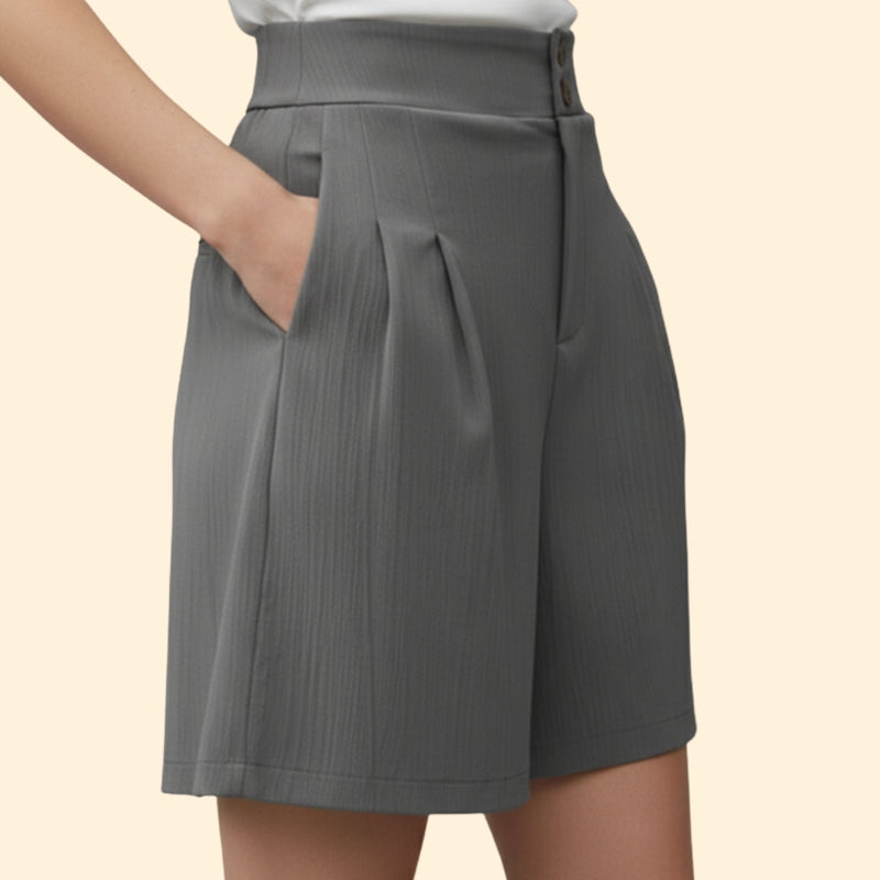 Women’s Casual Shorts with Decorative Button Placket