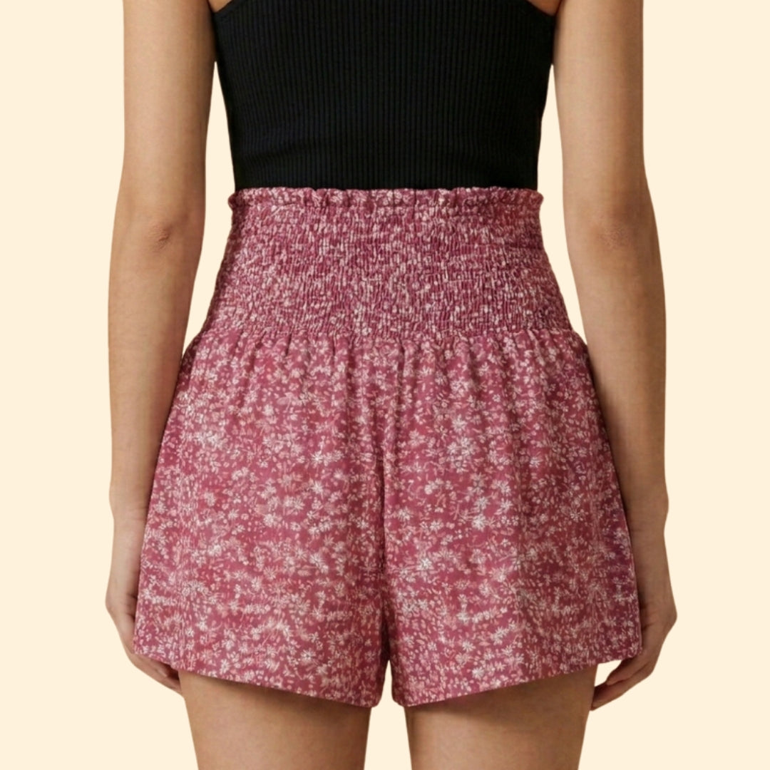 Women's Casual Shorts with Flower Pattern