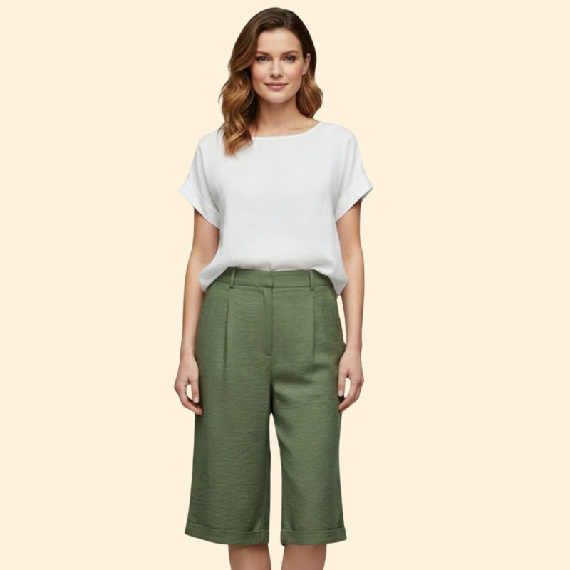 Women’s Casual Shorts with Pleated Front