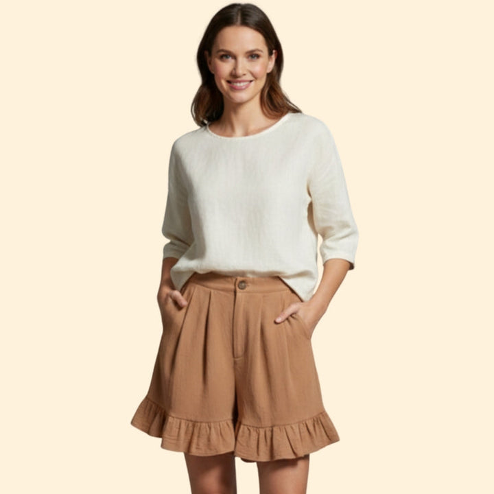 Women’s Casual Shorts with Ruffle Hem