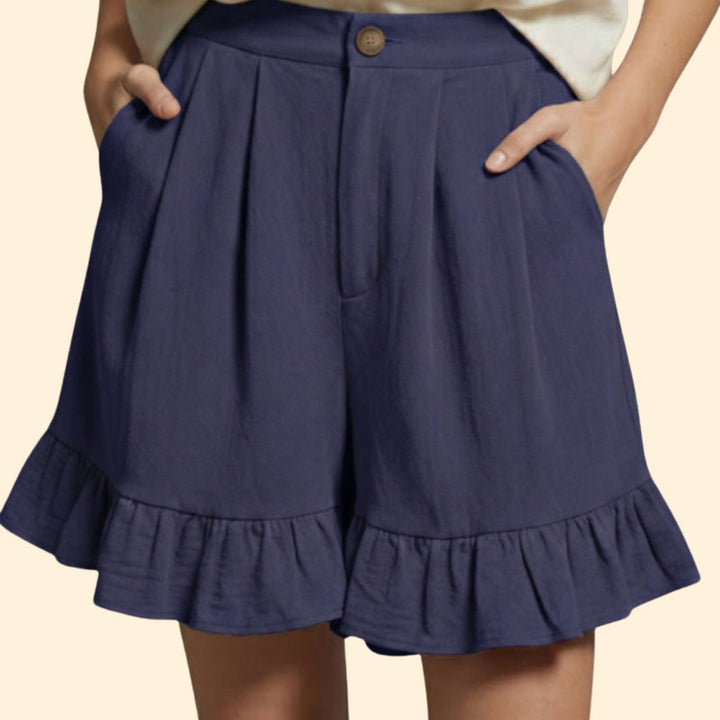 Women’s Casual Shorts with Ruffle Hem