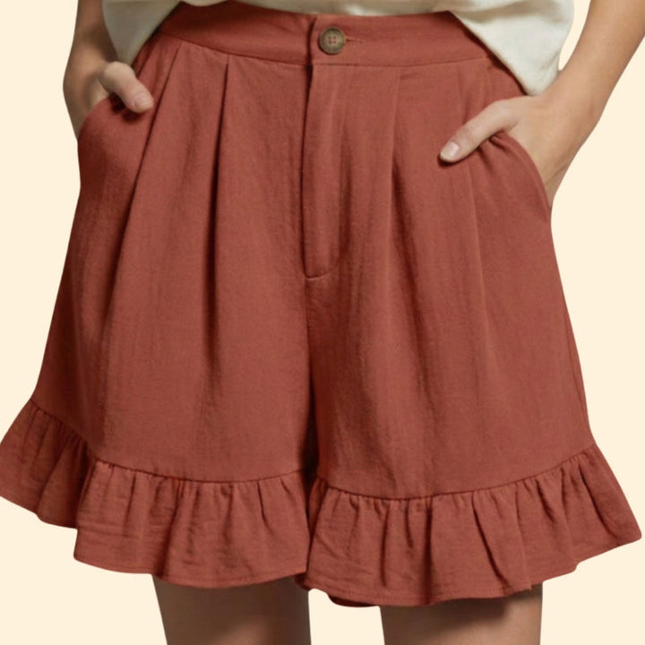 Women’s Casual Shorts with Ruffle Hem