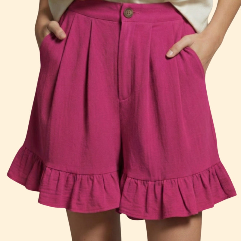 Women’s Casual Shorts with Ruffle Hem