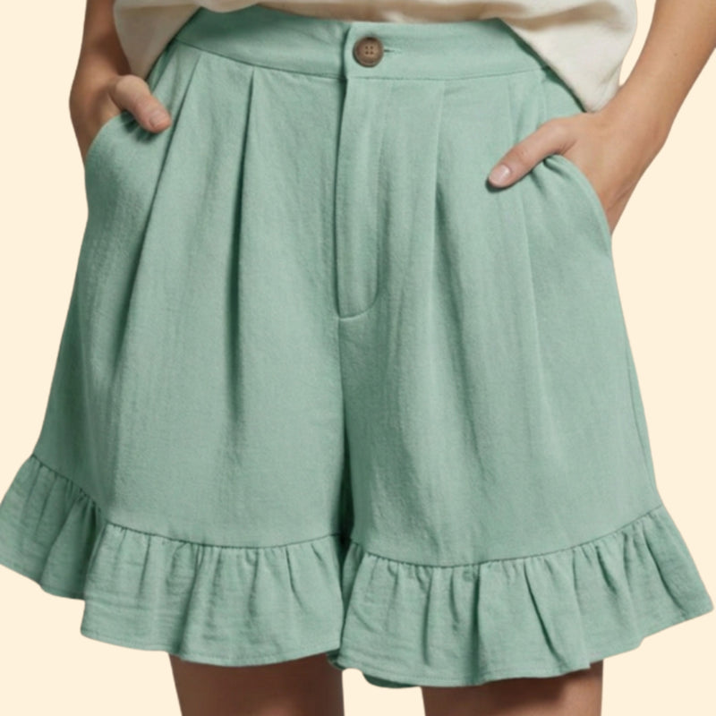 Women’s Casual Shorts with Ruffle Hem