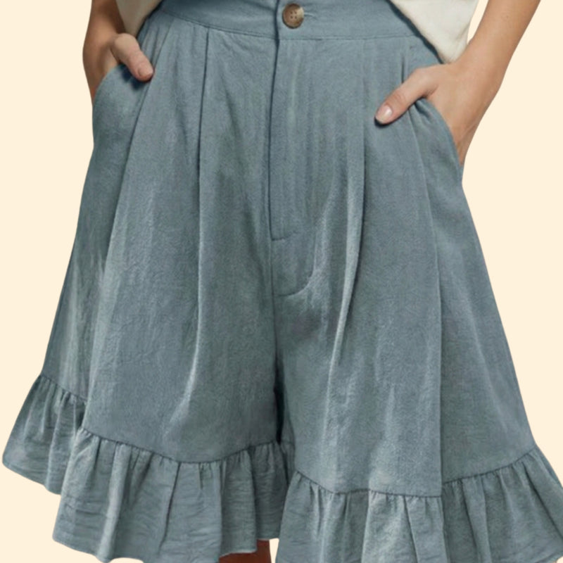 Women’s Casual Shorts with Ruffle Hem