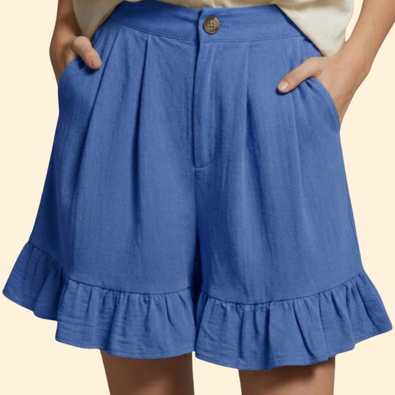 Women’s Casual Shorts with Ruffle Hem
