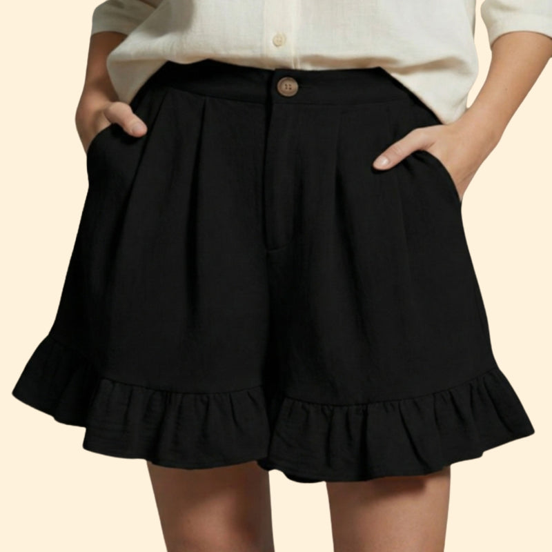 Women’s Casual Shorts with Ruffle Hem