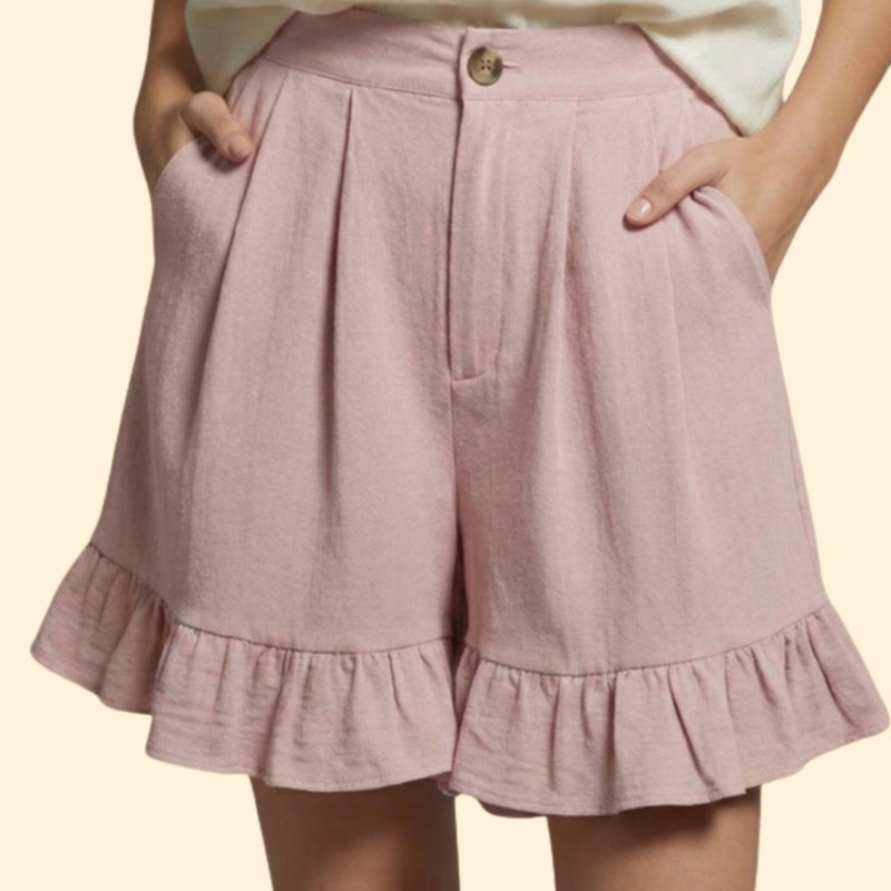Women’s Casual Shorts with Ruffle Hem