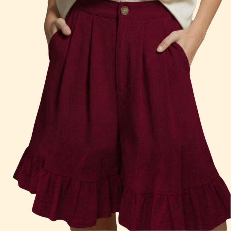 Women’s Casual Shorts with Ruffle Hem