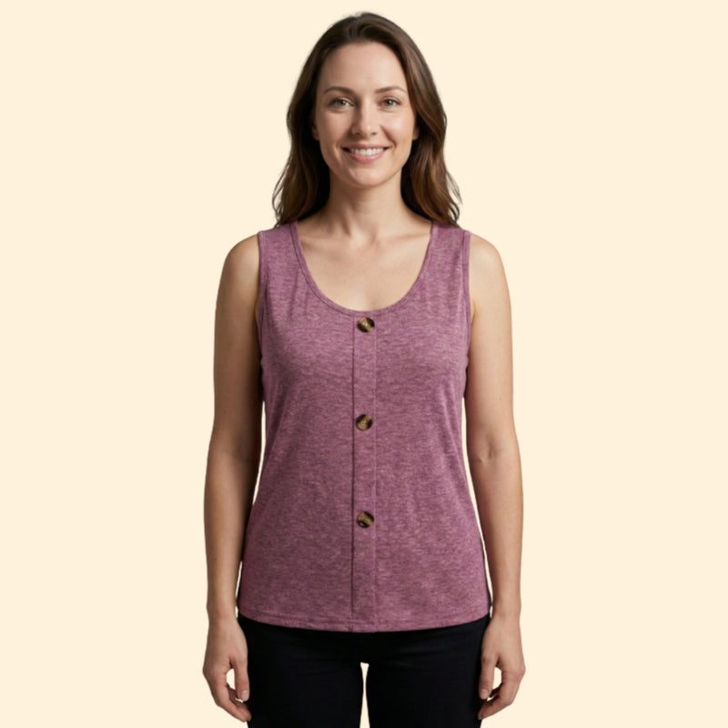 Women's Casual Sleeveless Top with Buttons
